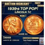 1939-s Lincoln Cent TOP POP! 1c Graded ms68 rd SEG