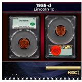 CACG 1955-d Lincoln Cent 1c ms66 rd CACG