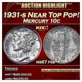 1931-s Mercury Dime Near Top Pop! 10c ms67 fsb SEG