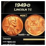 1949-d Lincoln Cent 1c Grades ms65+ rd