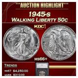 1945-s Walking Liberty Half Dollar 50c ms66+ SEGS