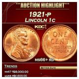 1921-p Lincoln Cent 1c ms66+ rd SEGS