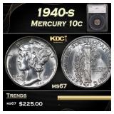 1940-s Mercury Dime 10c ms67 SEGS