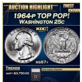 1964-p Washington Quarter TOP POP! 25c ms67+ SEGS