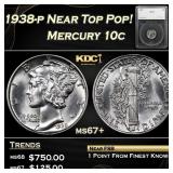 1938-p Mercury Dime Near Top Pop! 10c ms67+ SEGS