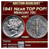 1941 Proof Mercury Dime Near TOP POP! 10c pr68+ SE