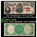 1907 $5 Large Size Legal Tender Note "WoodChopper"