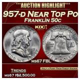 1957-d Franklin Half Dollar Near Top Pop! 50c ms67