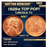 1929-s Lincoln Cent TOP POP! 1c ms67 rd SEGS