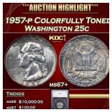 1957-p Washington Quarter Colorfully Toned 25c ms6