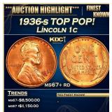 1936-s Lincoln Cent TOP POP! 1c ms67+ rd SEGS