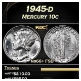 1945-d Mercury Dime 10c ms66+ FSB SEGS