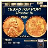 1937-d Lincoln Cent TOP POP! 1c ms68 rd SEGS