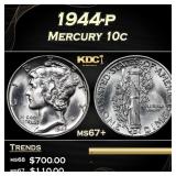 1944-p Mercury Dime 10c ms67+ SEGS