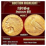 1916-s Gold Indian Half Eagle 5 ms64+ USCG