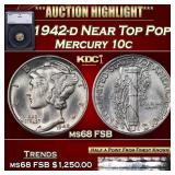 1942-d Mercury Dime Near Top Pop! 10c ms68 FSB SEG