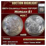 1887-p Morgan Dollar Colorfully Toned TOP POP! $1