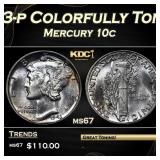 1943-p Mercury Dime Colorfully Toned 10c ms67 SEGS