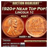 1920-p Lincoln Cent Near Top Pop! 1c ms66+ rd SEGS
