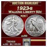1923-s Walking Liberty Half Dollar 50c au50 USCG