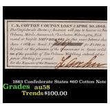 1863 Confederate States $60 Cotton Note Grades Cho