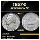 1957-d Jefferson Nickel 5c ms66+ SEGS