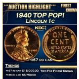 1940 Proof Lincoln Cent TOP POP! 1c pr67 rd cam SE