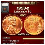 1953-d Lincoln Cent 1c ms67+ rd SEGS