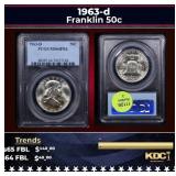PCGS 1963-d Franklin Half Dollar 50c ms64 fbl PCGS