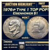 1976-p Type 1 Eisenhower Dollar TOP POP! $1 ms66+
