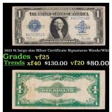 1923 $1 large size Silver Certificate Grades vf+ S