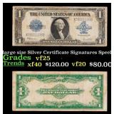 1923 $1 large size Silver Certificate Grades vf+ S