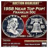 1958 Proof Franklin Half Dollar Near Top Pop! 50c