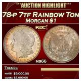 1878-p 7tf Morgan Dollar Rainbow Toned $1 ms66 SEG