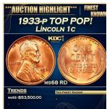 1933-p Lincoln Cent TOP POP! 1c ms68 RD SEGS