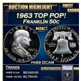 1963 Proof Franklin Half Dollar TOP POP! 50c pr69