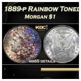 1889-p Morgan Dollar Rainbow Toned $1 ms65 details