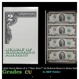 1976 Uncut Sheet of 4 **Star Note** $2 Federal Res