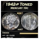 1942-p Mercury Dime Toned 10c ms67 SEGS