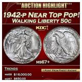 1942-p Walking Liberty Half Dollar Near Top Pop! 5