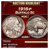 1916-p Buffalo Nickel 5c ms66+ SEGS