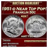 1951-d Franklin Half Dollar Near Top Pop! 50c ms67