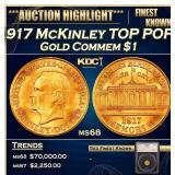 1917 McKinley Gold Commem Dollar TOP POP! 1 ms68 S