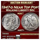 1947-d Walking Liberty Half Dollar Near Top Pop! 5