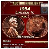 1954 Proof Lincoln Cent 1c pr67 rd dcam SEGS