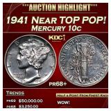 1941 Proof Mercury Dime Near TOP POP! 10c pr68+ SE