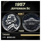 1957 Proof Jefferson Nickel 5c pr69 SEGS