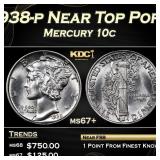 1938-p Mercury Dime Near Top Pop! 10c ms67+ SEGS