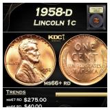 1958-d Lincoln Cent 1c Grades GEM++ Unc RD USCG