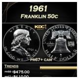 1961 Proof Franklin Half Dollar 50c pr67+ cam SEGS